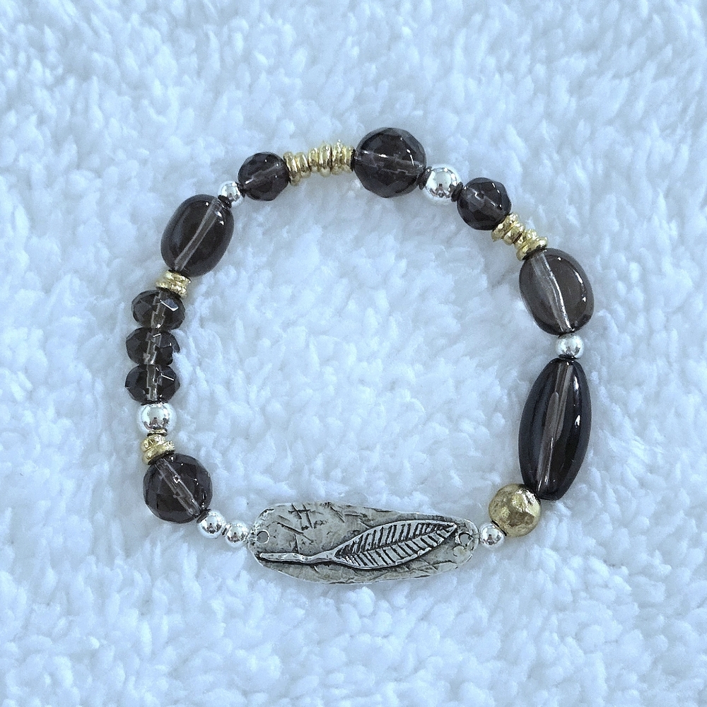 Noa Zuman Simulated Smokey🔥 Quartz Stretch Bracelet - NWT